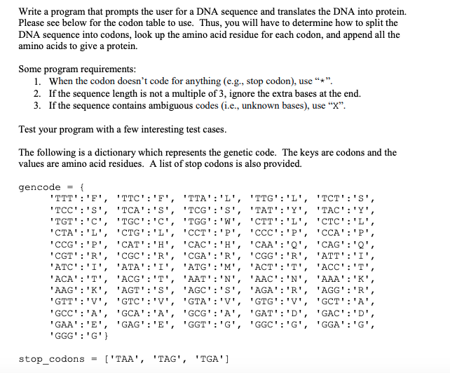 Dna Codon Table Python | Cabinets Matttroy