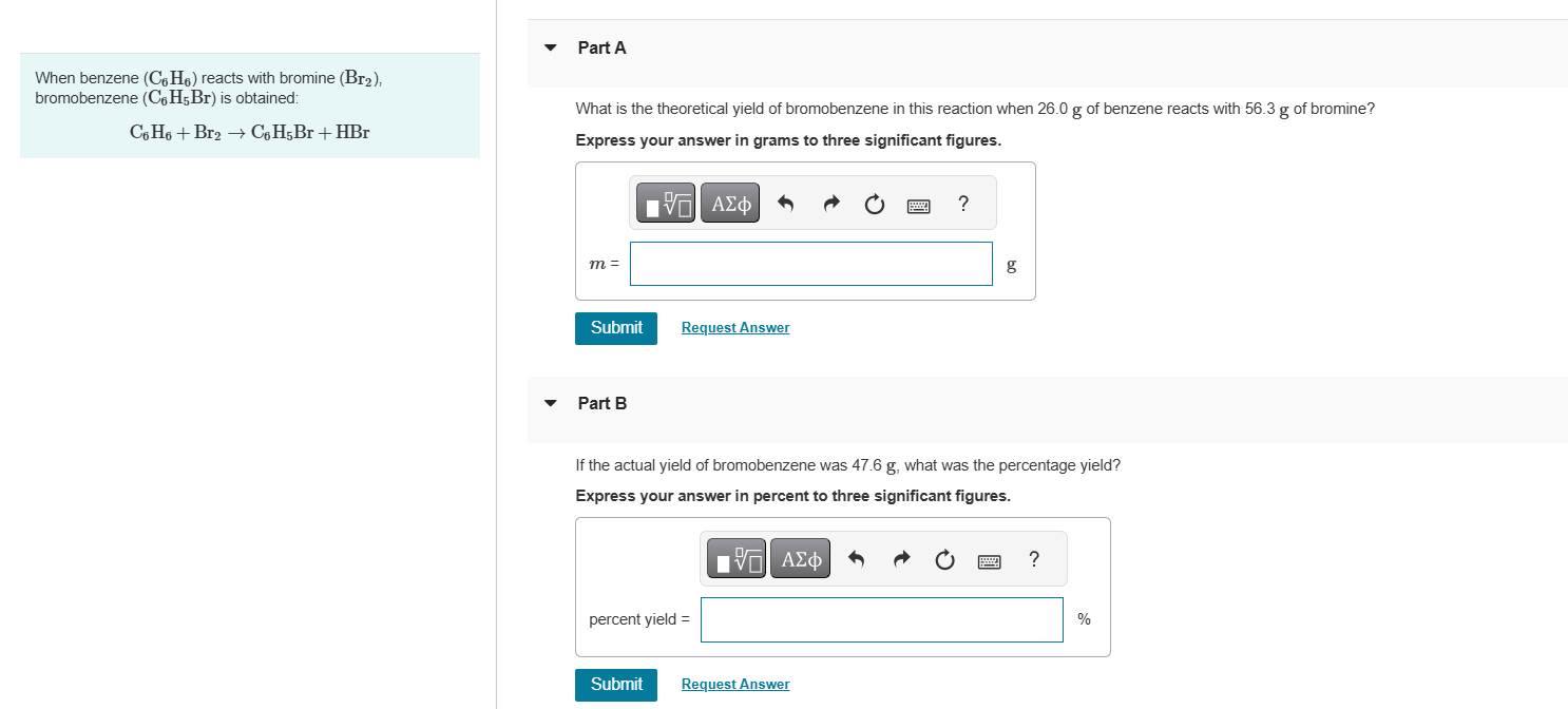 Solved When benzene (C6H6) ﻿reacts with bromine | Chegg.com