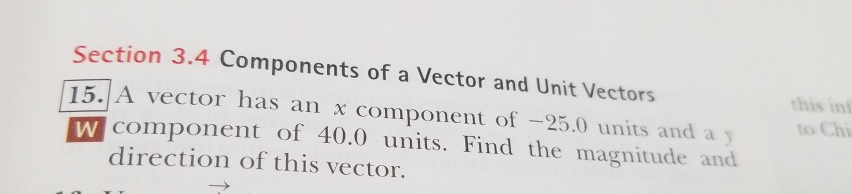 Solved Section 3.4 Components of a Vector and Unit Vectors | Chegg.com
