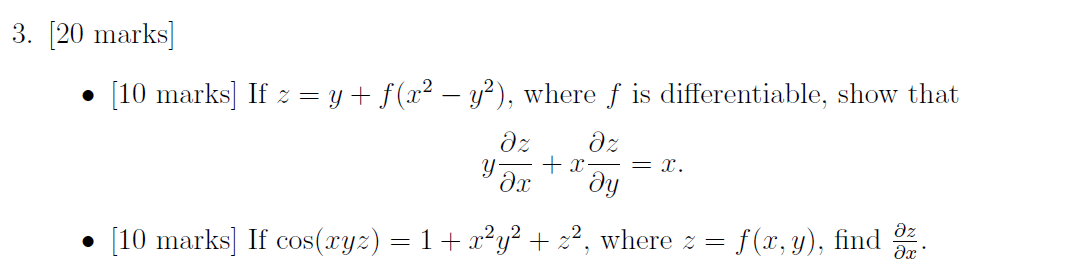 Solved 2 3 Marks 10 Marks If Z Y F X2 Y