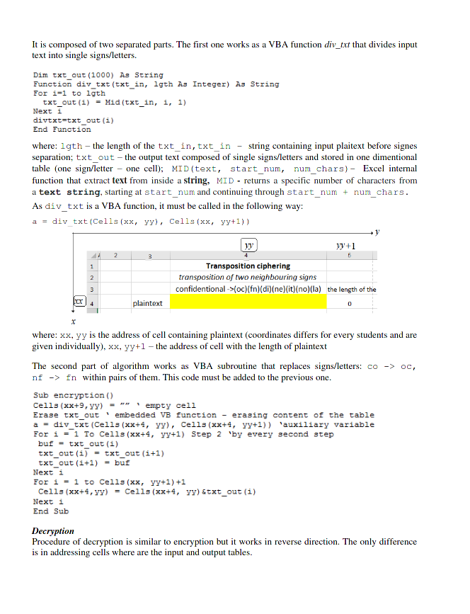 EXERCISE 3a (transposition cipher in letters mode) | Chegg.com