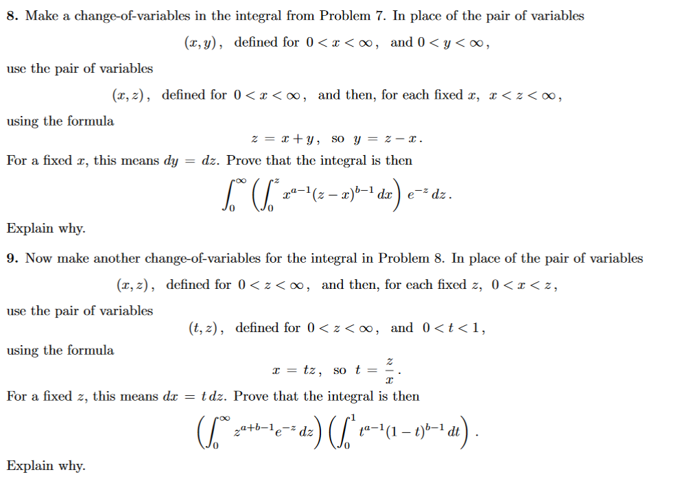 Solved 8. Make a change-of-variables in the integral from | Chegg.com