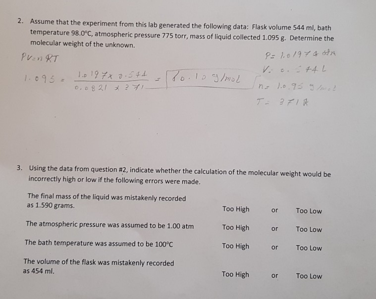 Solved 2. Assume that the experiment from this lab generated | Chegg.com