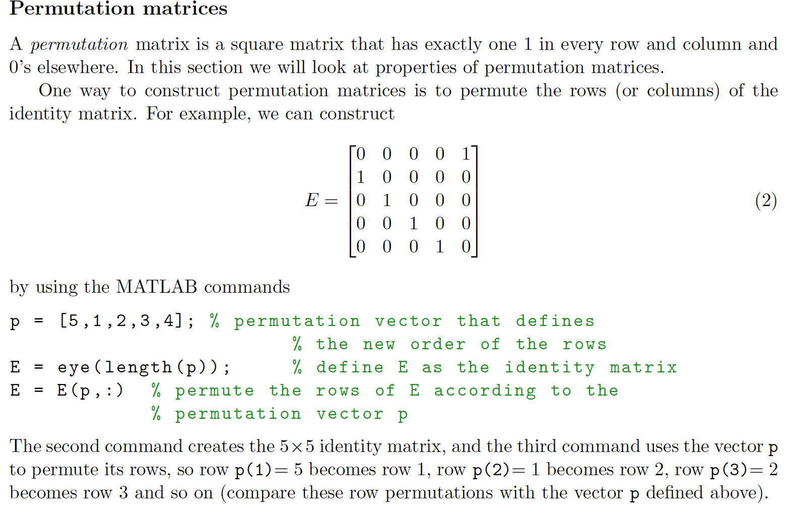 permute a matrix