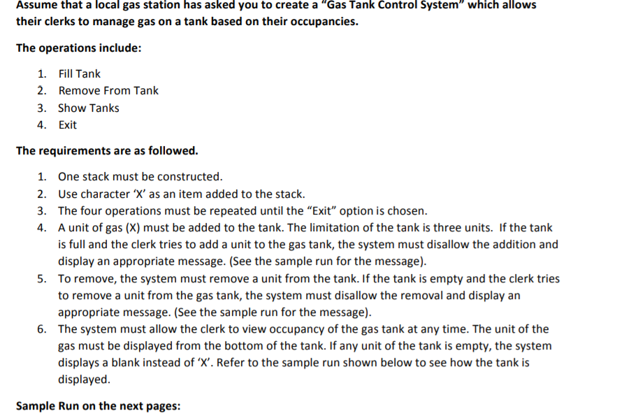 Solved Assume that a local gas station has asked you to | Chegg.com