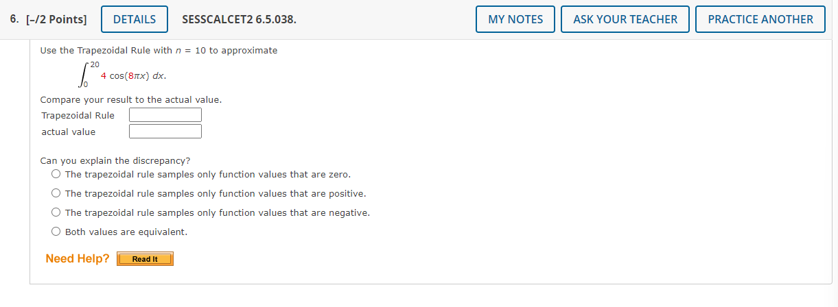 Solved Use The Trapezoidal Rule With N=10 To Approximate | Chegg.com