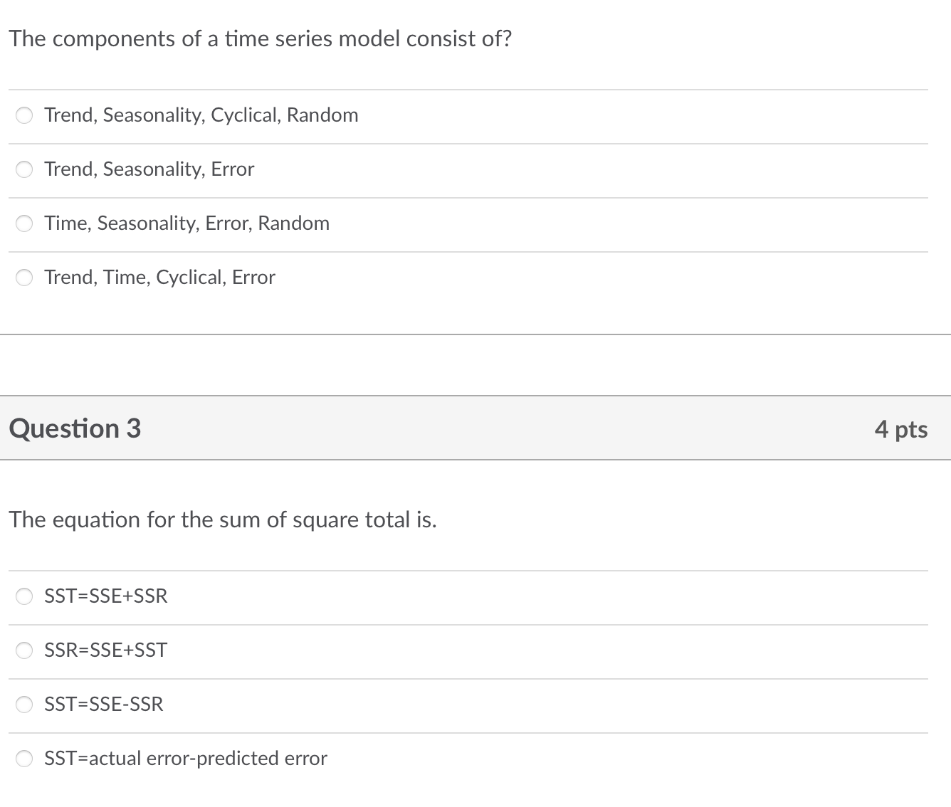 Solved The components of a time series model consist of? | Chegg.com