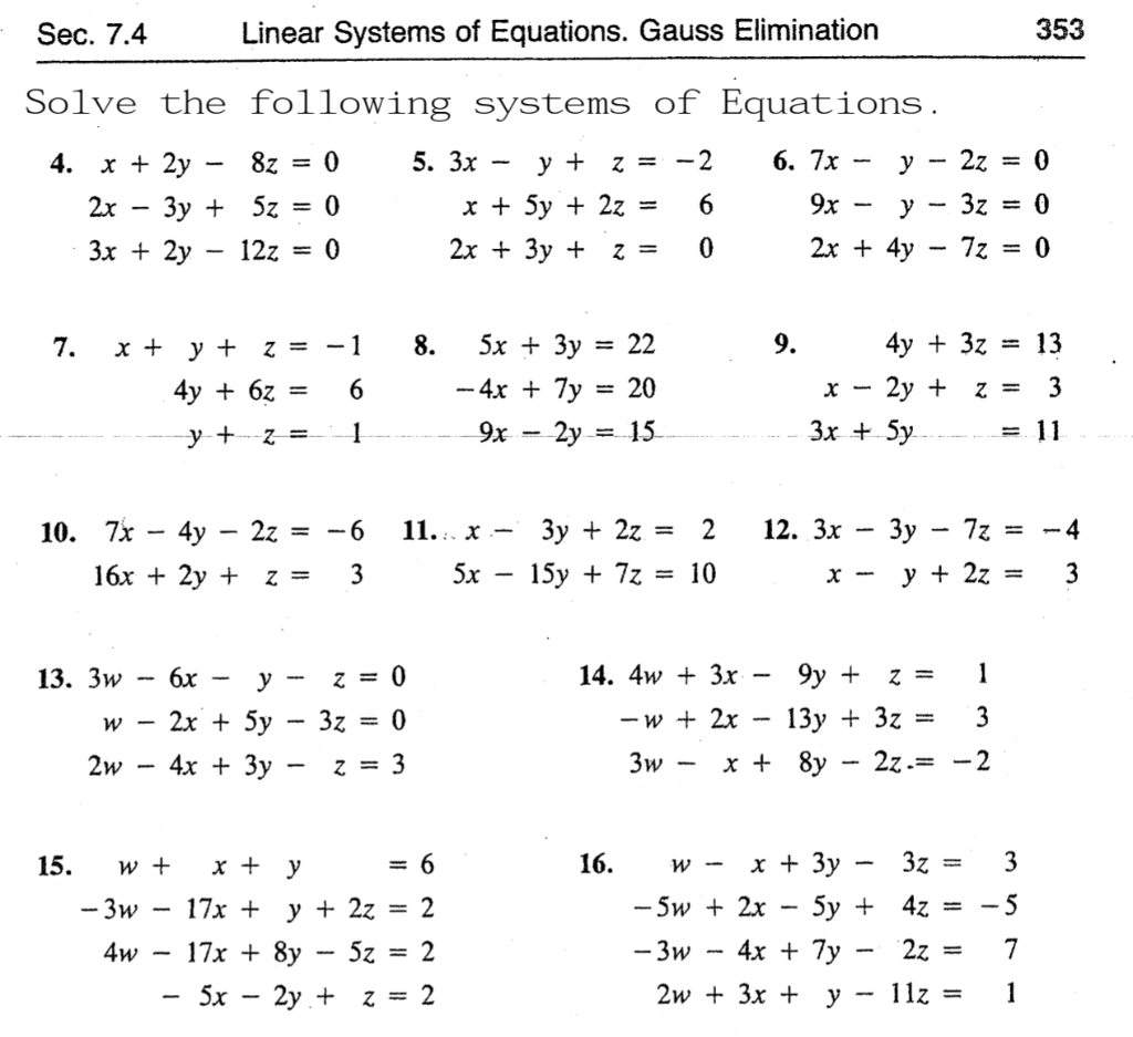 Solved Solve The Following Systems Of Equations. 4. | Chegg.com