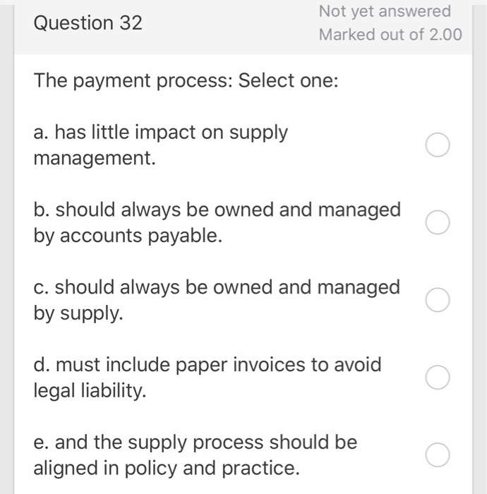 Solved Question 32 Not yet answered Marked out of 2.00 The | Chegg.com