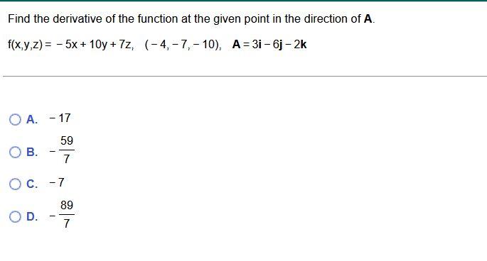 Solved Find the derivative of the function at the given | Chegg.com