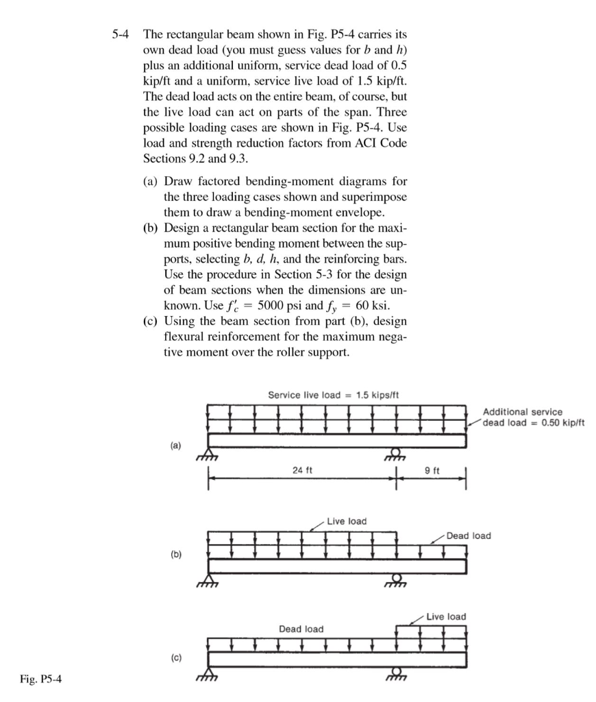 5-4 The rectangular beam shown in Fig. P5-4 carries | Chegg.com
