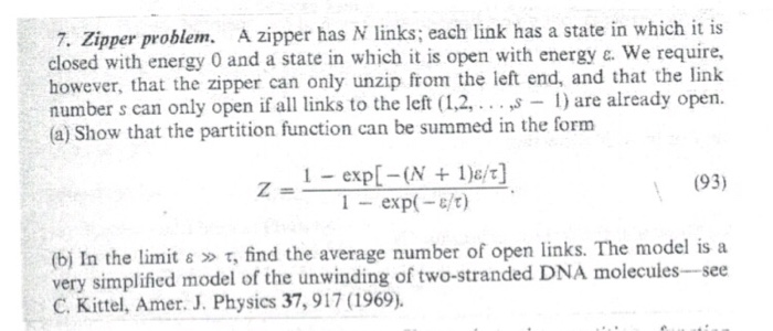 Solved 7. Zipper problem. A zipper has N links; each link | Chegg.com
