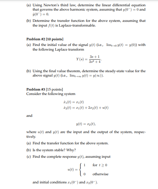 Solved Problem #1 (10 Points] Consider The Following System | Chegg.com