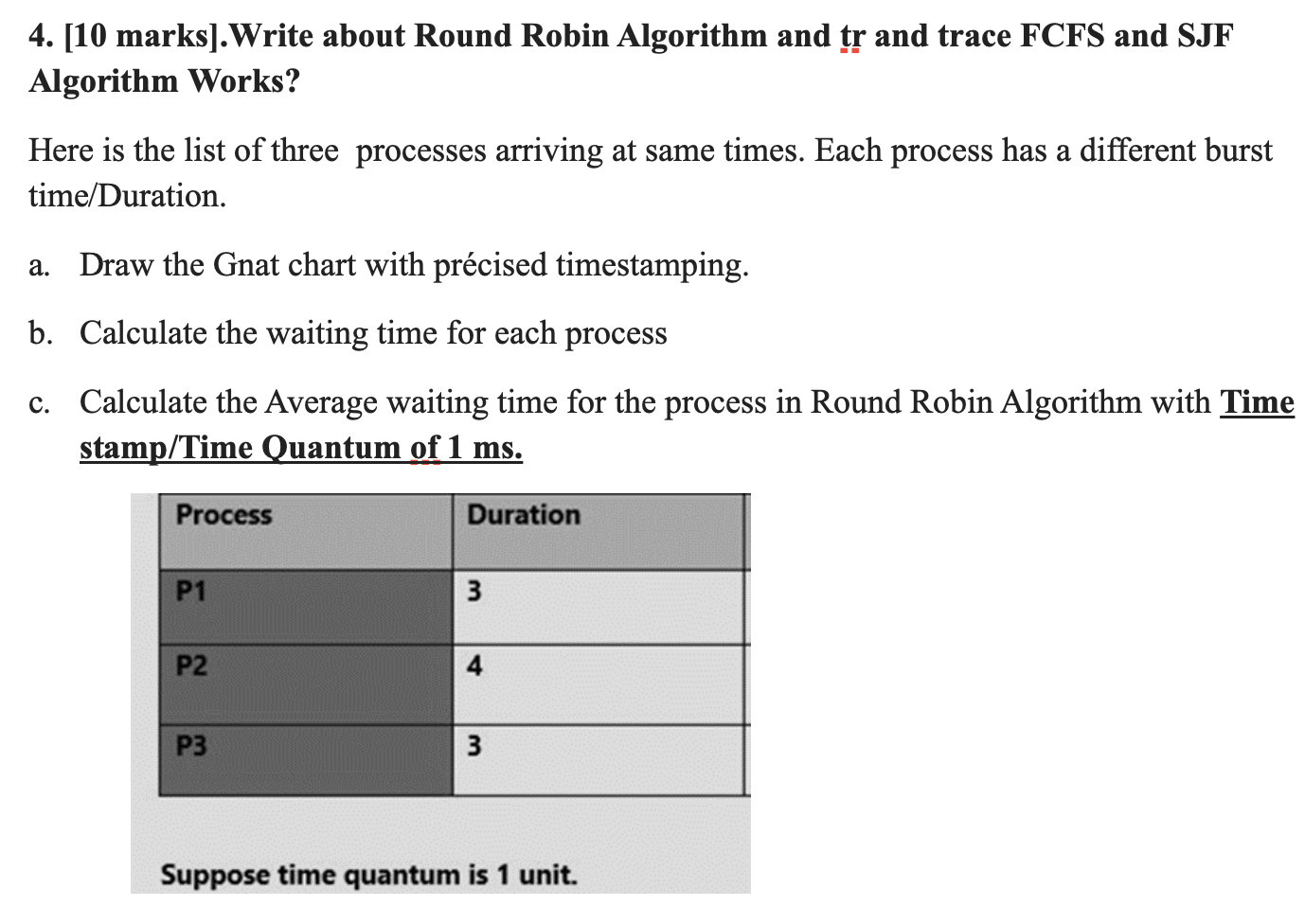 Solved 4. [10 marks].Write about Round Robin Algorithm and | Chegg.com