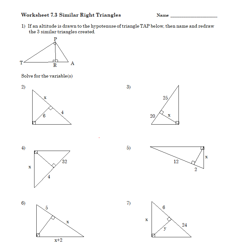 Worksheet On Similar Triangles