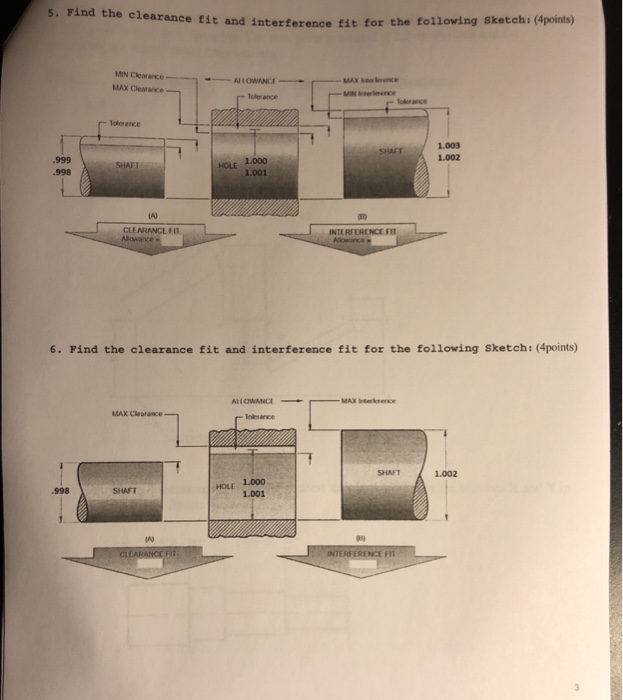 Solved s. Find the clearance fit and interference fit for