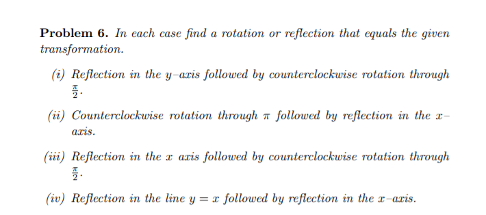 Solved In each case find a rotation or reflection that | Chegg.com
