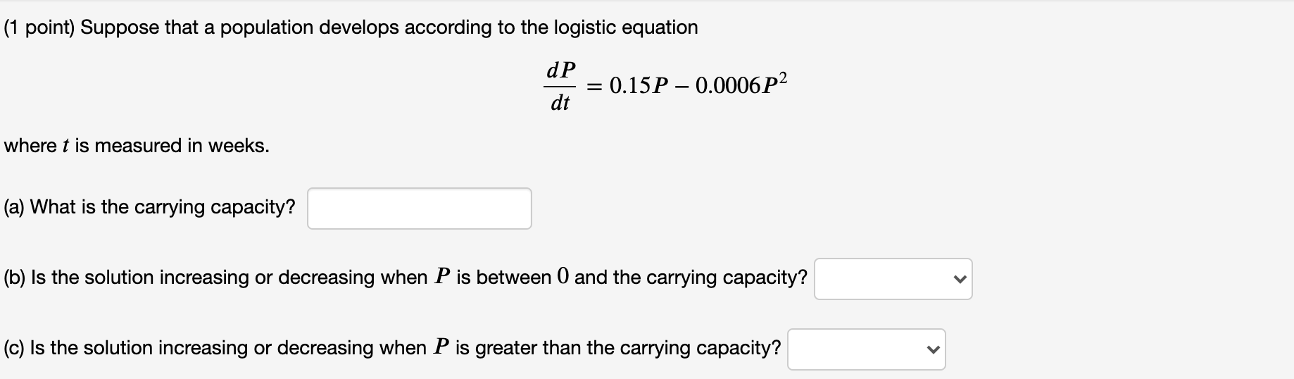 Solved (1 Point) Suppose That A Population Develops | Chegg.com