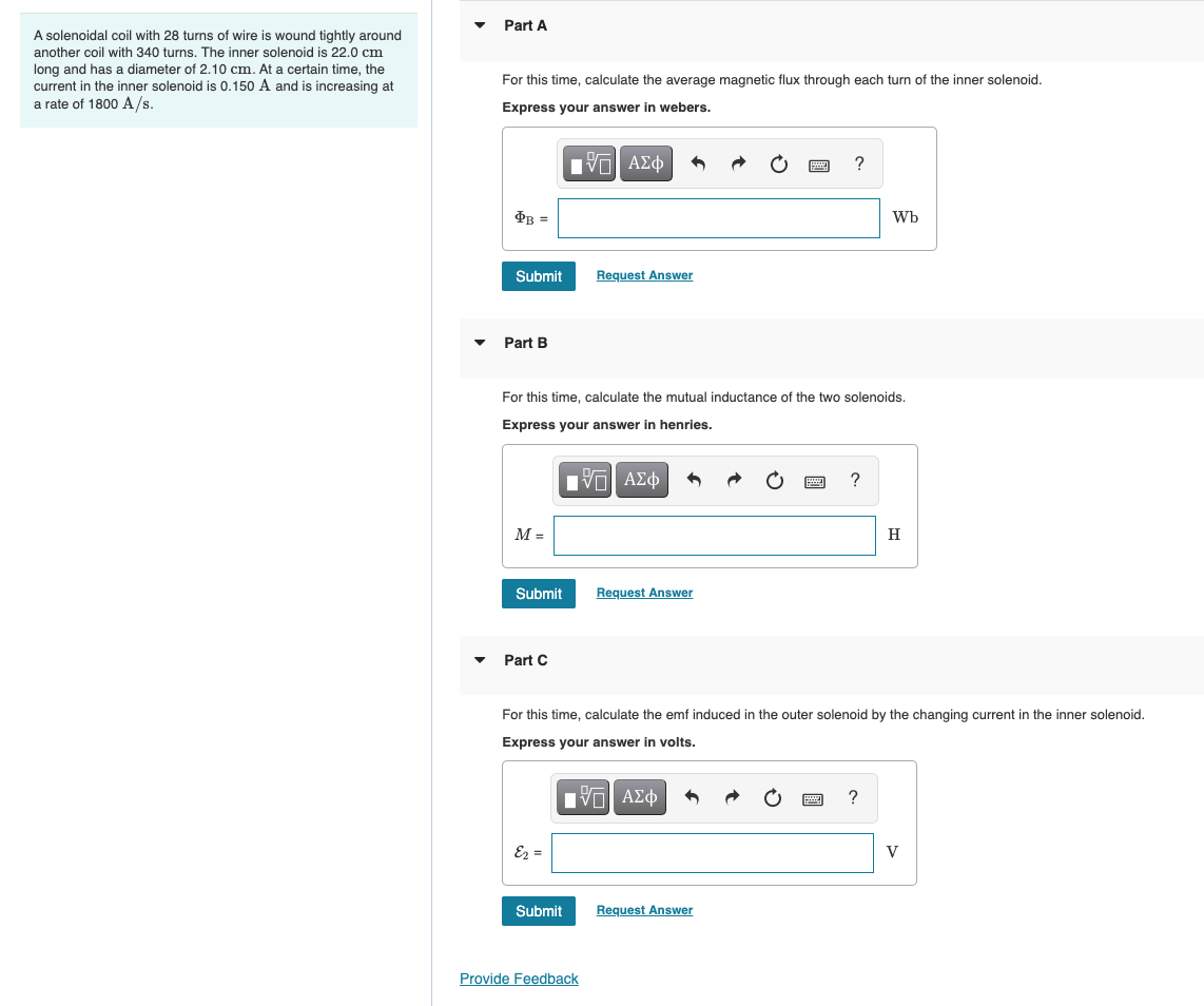 Solved A solenoidal coil with 28 turns of wire is wound