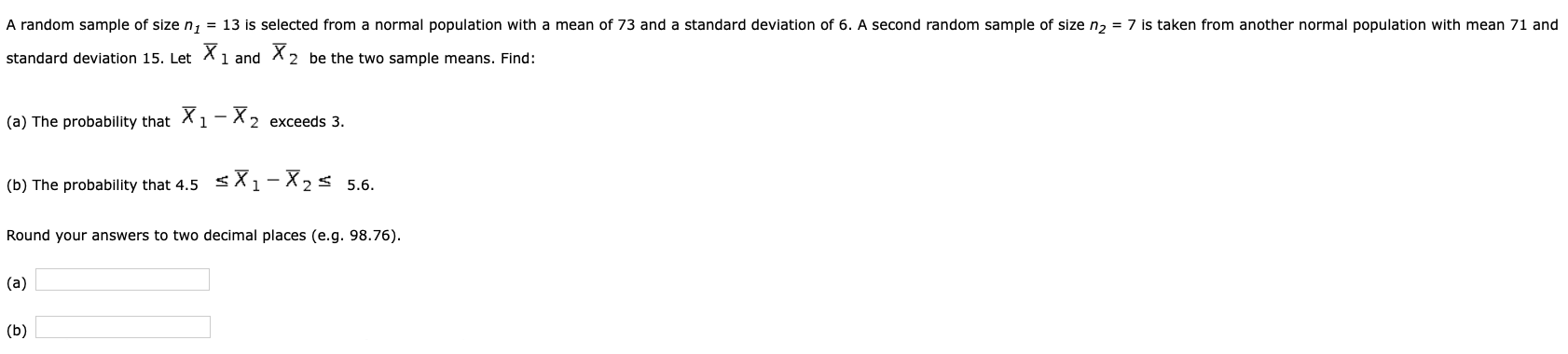 Solved A random sample of size n1 = 13 is selected from a | Chegg.com