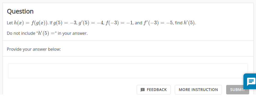 Solved Let H X F G X If G 5 −3 G′ 5 −4 F −3 −1 And