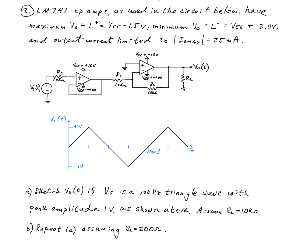 Solved 2 Lm 741 Op Amps As Used In The Circuit Below Chegg Com