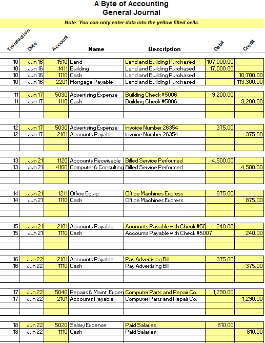 Solved A Byte of Accounting General Journal Note: You can | Chegg.com