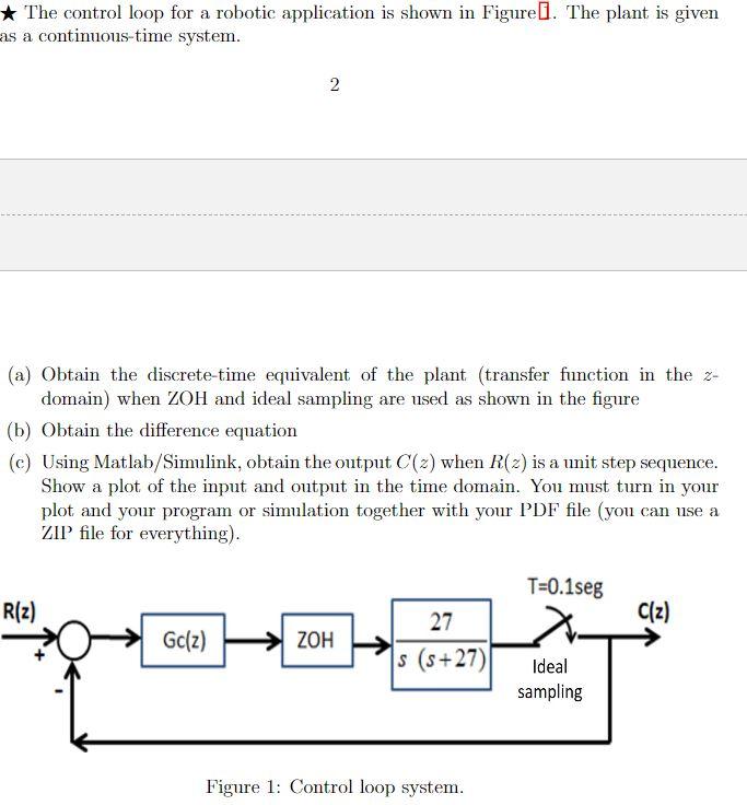 * The control loop for a robotic application is shown | Chegg.com