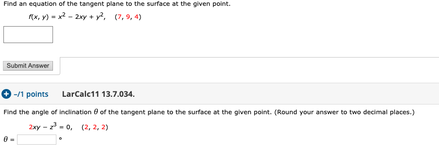 Find An Equation Of The Tangent Plane To The Surface Chegg Com