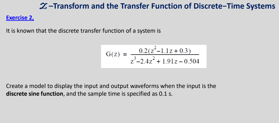 Solved Z-Transform and the Transfer Function of | Chegg.com