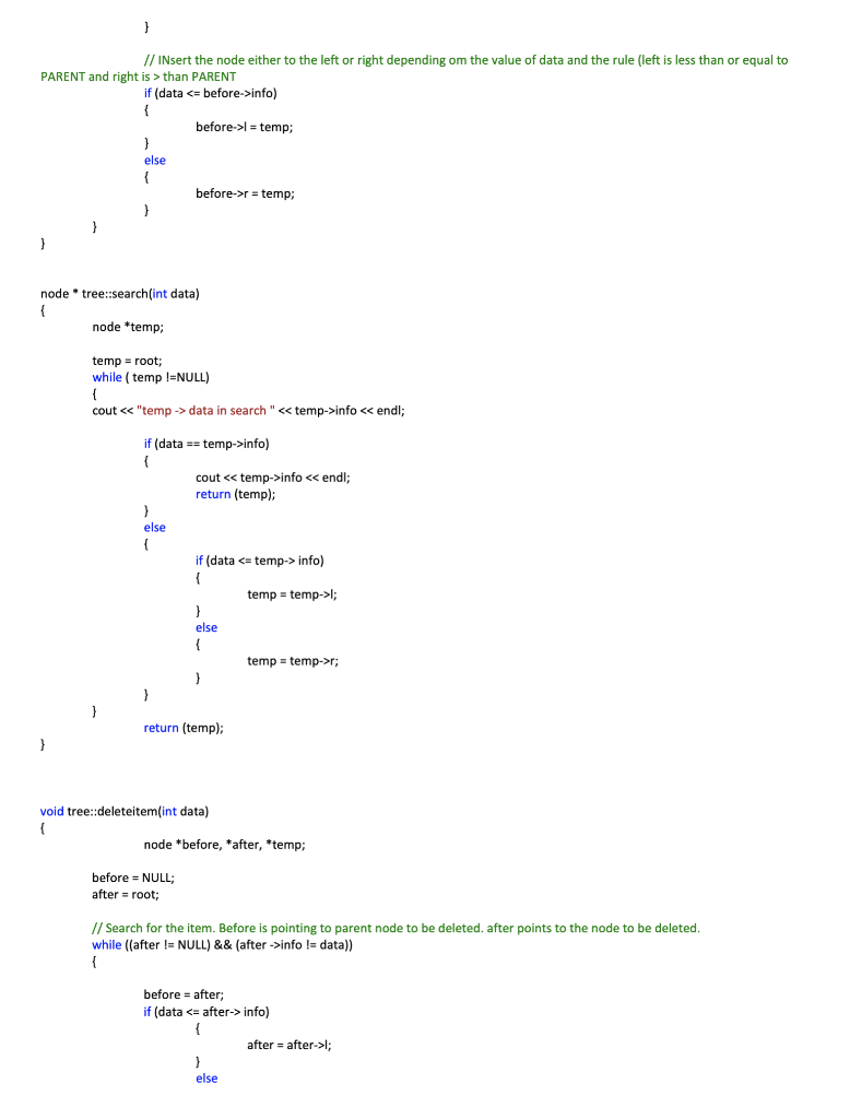 Solved The following is a COMPLETE code for Binary tree | Chegg.com