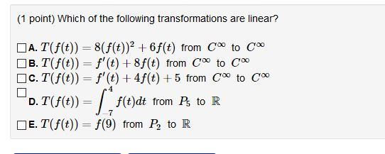 Solved (1 point) Which of the following transformations are | Chegg.com