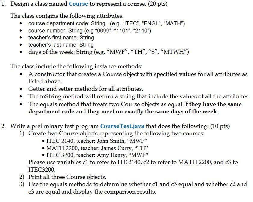Solved This Program consist of 2 classes (Course.java & | Chegg.com