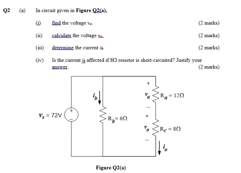 Solved Q2 (a) In circuit given in Figure Q2(a), (1) find the | Chegg.com