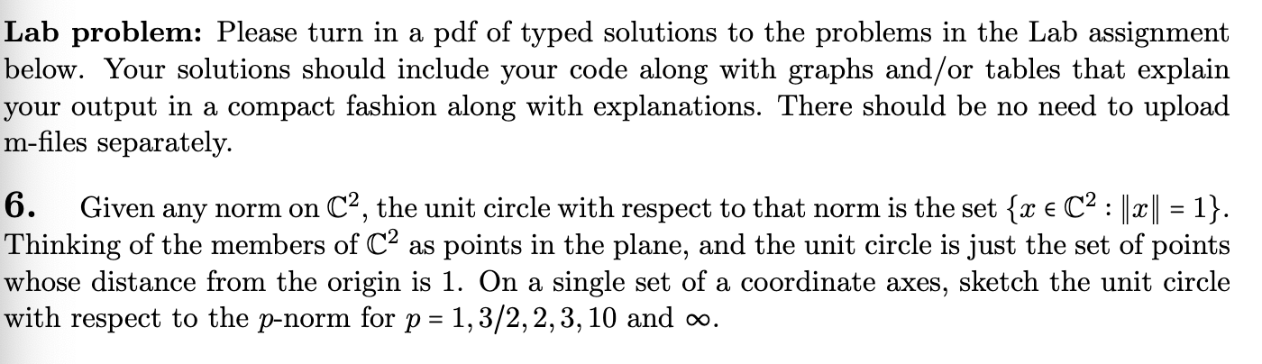 Solved Lab problem: Please turn in a pdf of typed solutions | Chegg.com