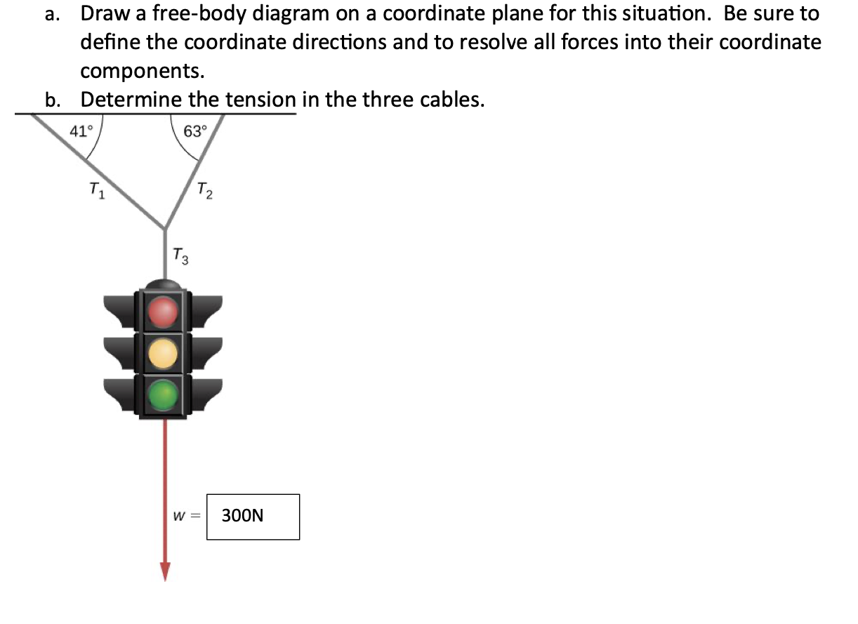 a. Draw a free-body diagram on a coordinate plane for this situation. Be sure to define the coordinate directions and to reso