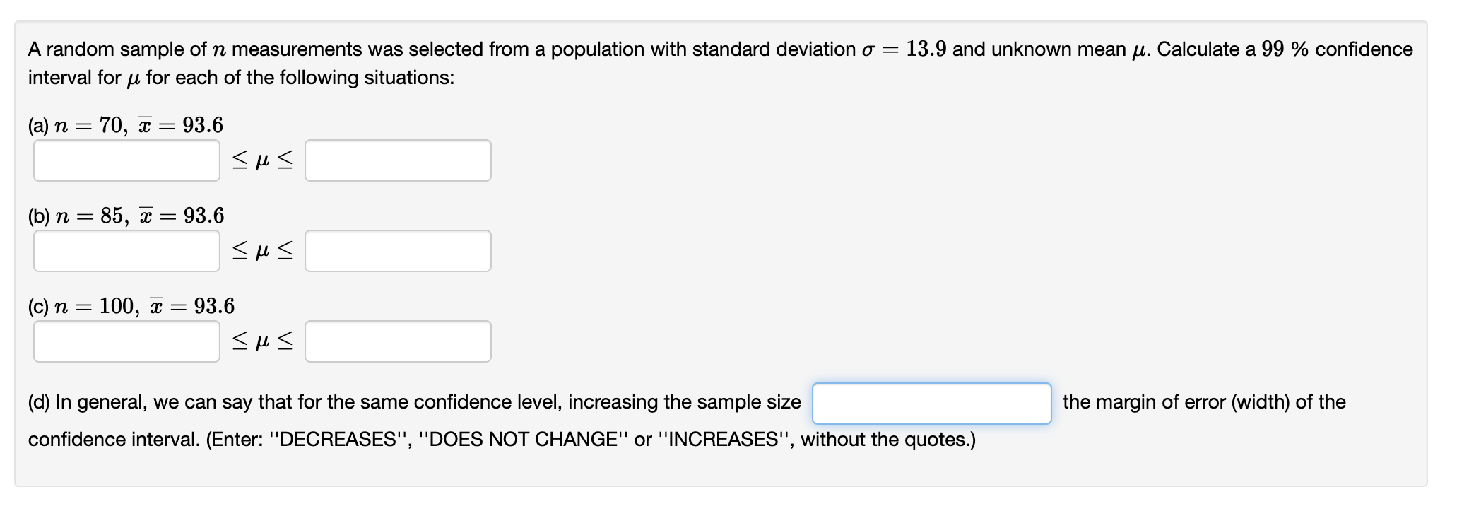 Solved A random sample of n measurements was selected from a | Chegg.com