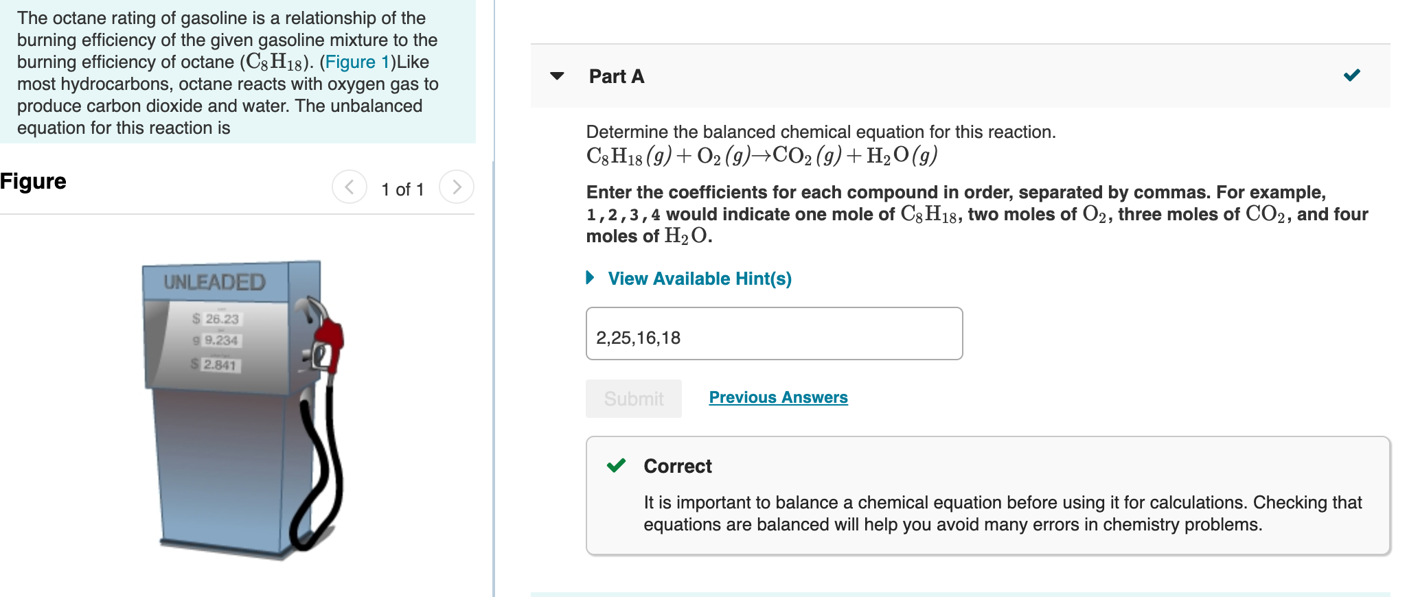 Solved The Octane Rating Of Gasoline Is A Relationship Of | Chegg.com