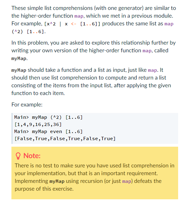 Solved PLEASE Use HASKELL!!! MyMap :: (a -> B) -> [a] -> | Chegg.com