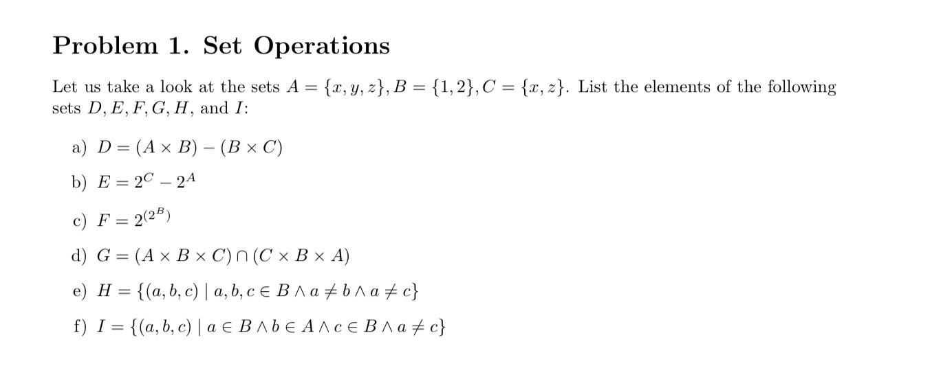 Solved Let Us Take A Look At The Sets | Chegg.com