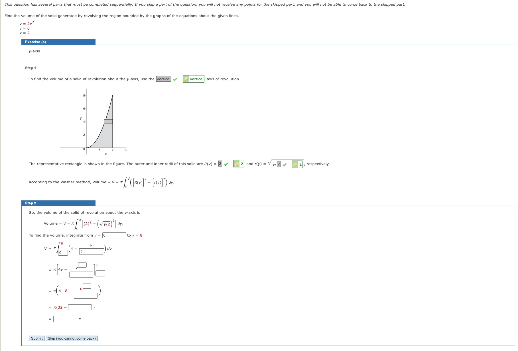 Solved ind the volume of the solid generated by revolving | Chegg.com