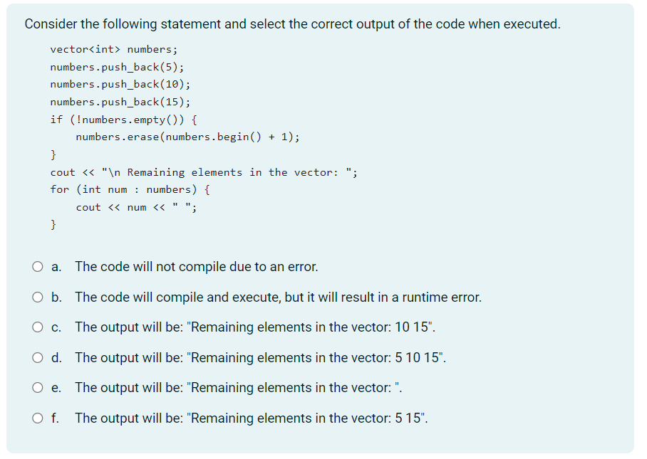 Solved Consider the following statement and select the | Chegg.com