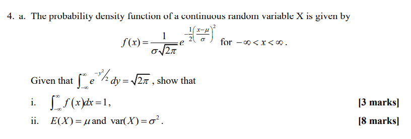 Solved a. 4. a. The probability density function of a | Chegg.com
