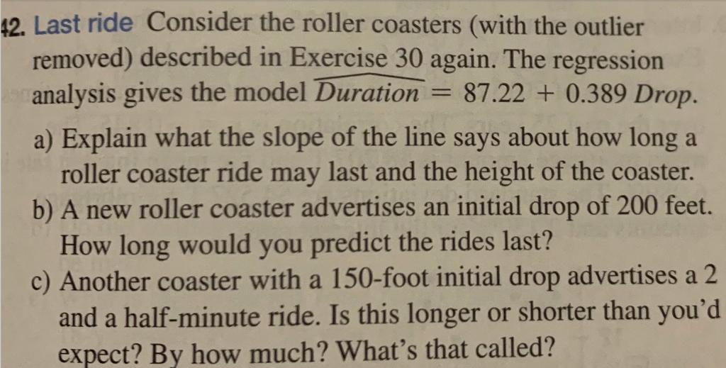 Solved - 42. Last ride Consider the roller coasters (with | Chegg.com