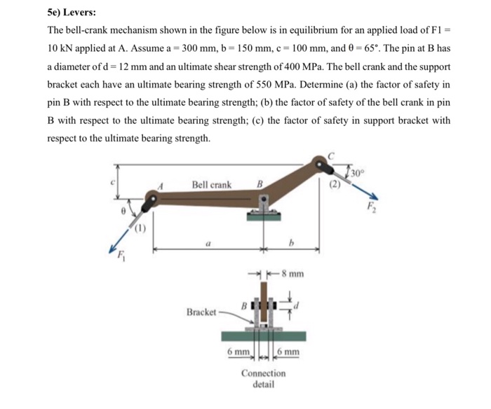 Solved 5e) Levers The bellcrank mechanism shown in the