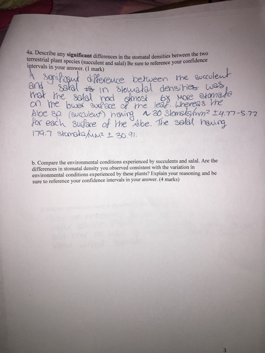 Solved 4a. Describe any significant differences in the | Chegg.com