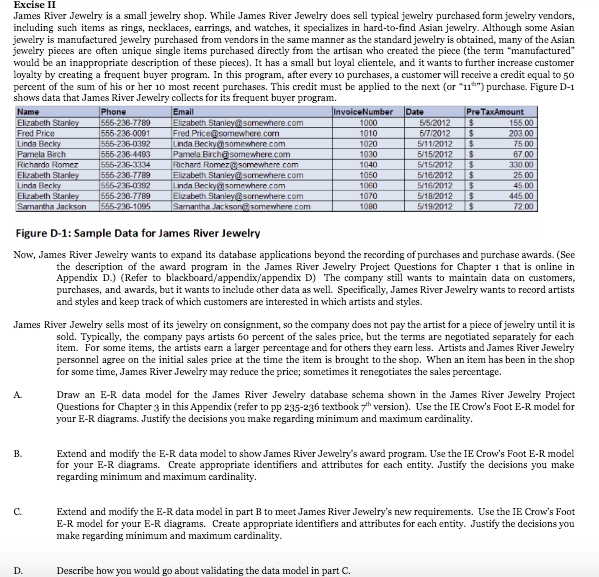 Solved Excise II James River Jewelry is a small jewelry