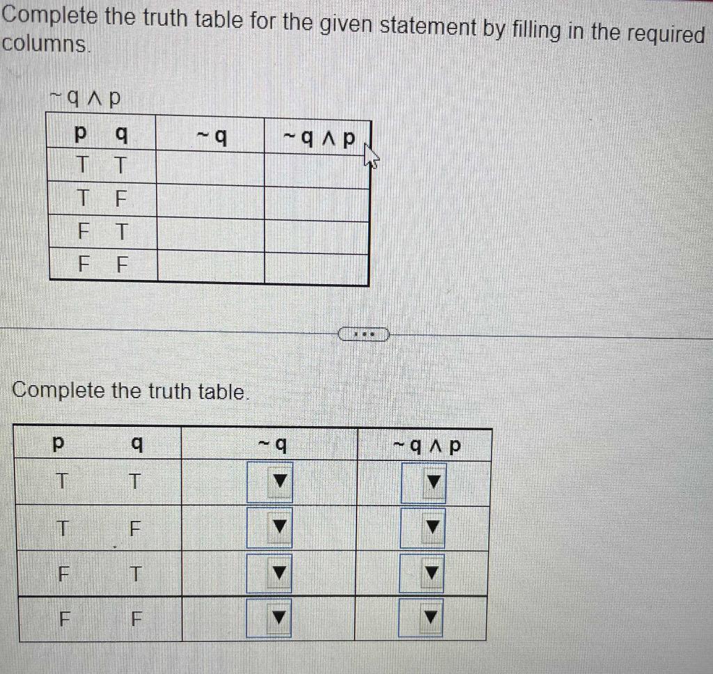 Solved Complete the truth table for the given statement by | Chegg.com