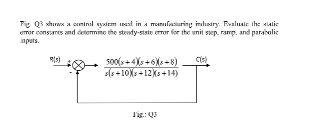 Solved Fig. 3 shows a control system used in a manufacturing | Chegg.com