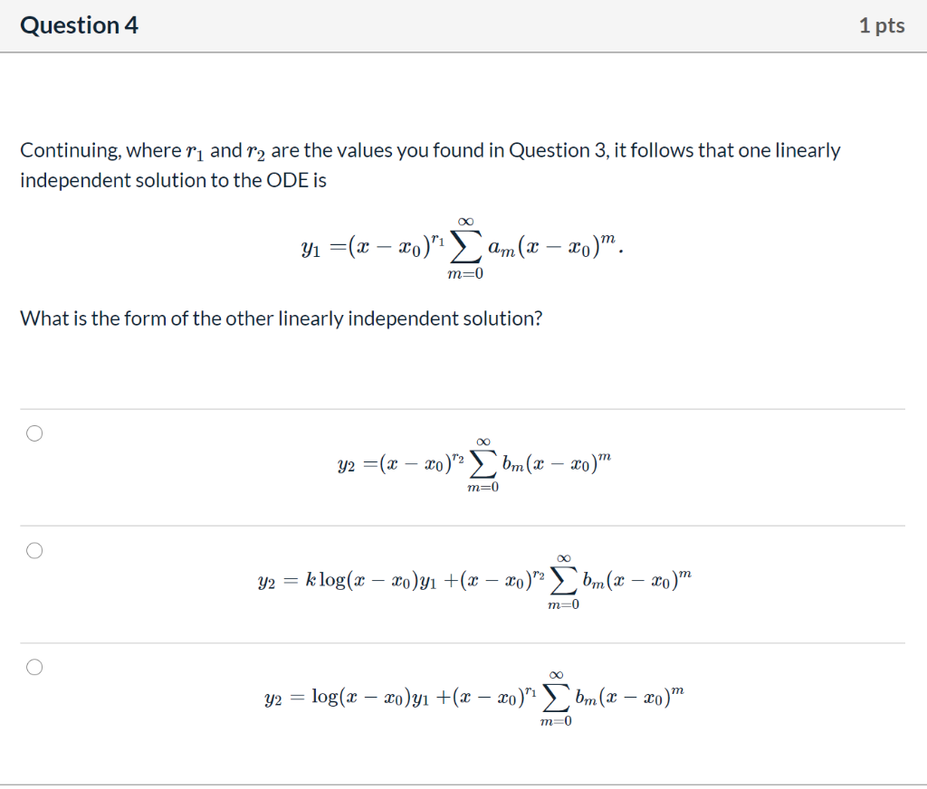 Solved Question 3 2 pts Consider the following ODE for y(x) | Chegg.com